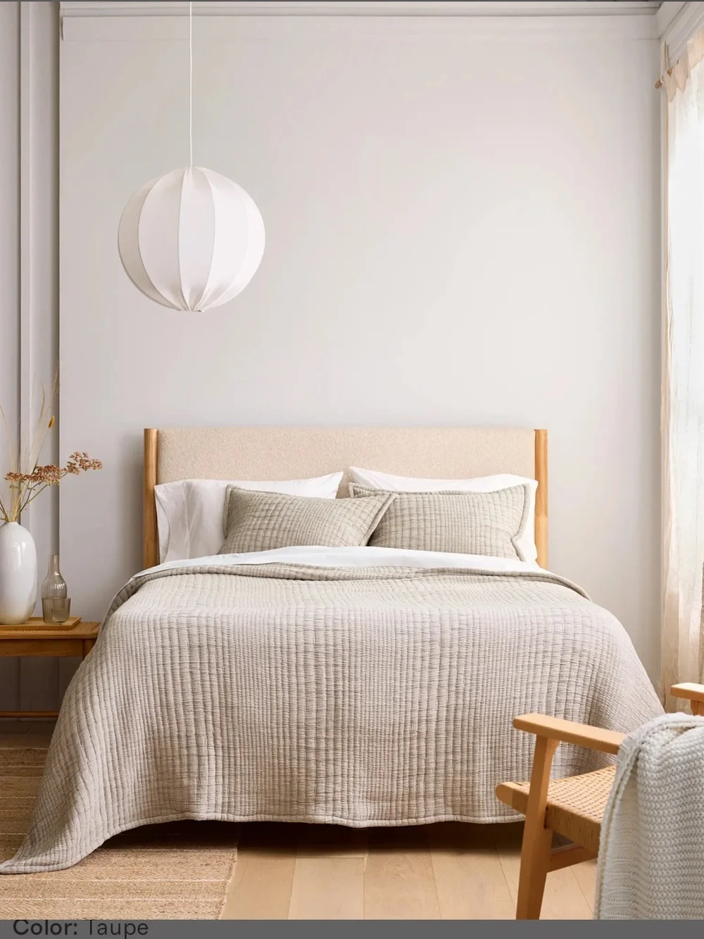 NWOT Quince Organic Cotton Channel Stitch Taupe Set of  2 Shams!